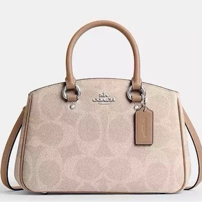 Nwt Coach Savannah Small Carryall Satchel Bag Cal53 Signature Canvas Sand/Taupe